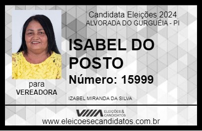 Candidato ISABEL DO POSTO 2024 - ALVORADA DO GURGUÉIA - Eleições