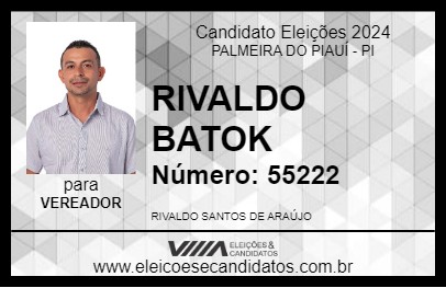 Candidato RIVALDO BATOK 2024 - PALMEIRA DO PIAUÍ - Eleições