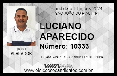 Candidato LUCIANO APARECIDO 2024 - SÃO JOÃO DO PIAUÍ - Eleições