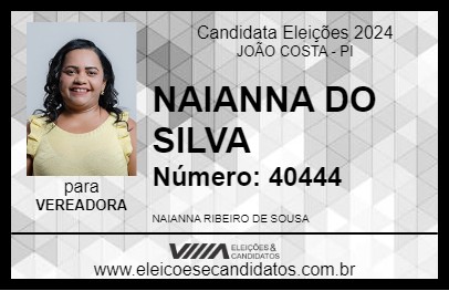 Candidato NAIANNA DO SILVA 2024 - JOÃO COSTA - Eleições