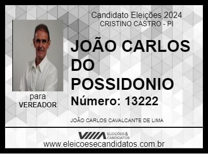 Candidato JOÃO CARLOS DO POSSIDONIO 2024 - CRISTINO CASTRO - Eleições