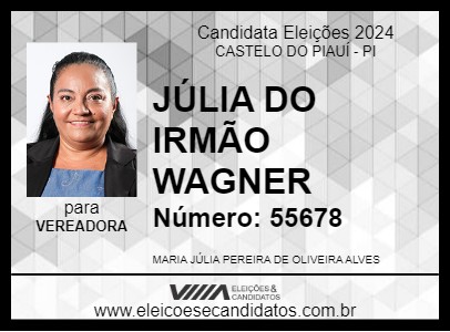 Candidato JÚLIA DO IRMÃO WAGNER 2024 - CASTELO DO PIAUÍ - Eleições