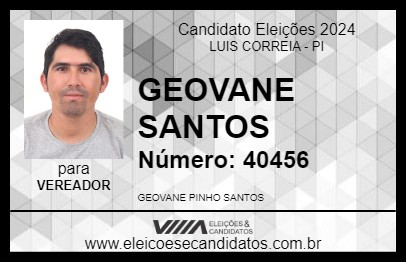 Candidato GEOVANE SANTOS 2024 - LUIS CORREIA - Eleições