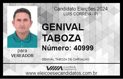 Candidato GENIVAL TABOZA 2024 - LUIS CORREIA - Eleições