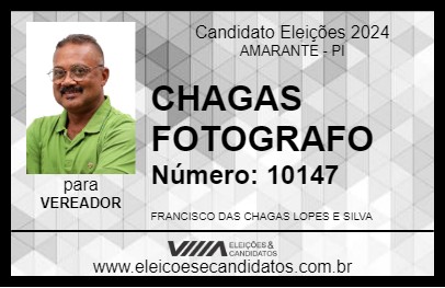 Candidato CHAGAS FOTOGRAFO 2024 - AMARANTE - Eleições