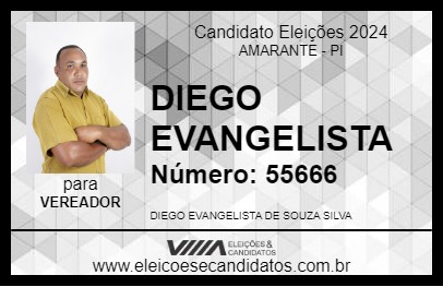 Candidato DIEGO EVANGELISTA 2024 - AMARANTE - Eleições