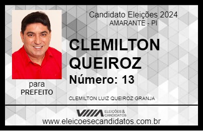 Candidato CLEMILTON QUEIROZ 2024 - AMARANTE - Eleições