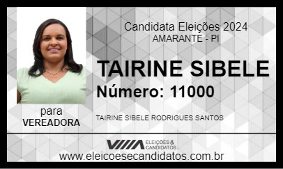 Candidato TAIRINE SIBELE 2024 - AMARANTE - Eleições