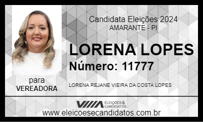 Candidato LORENA LOPES 2024 - AMARANTE - Eleições