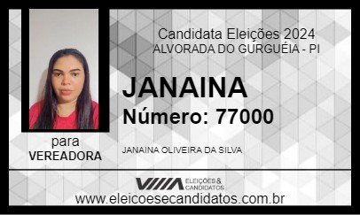 Candidato JANAINA 2024 - ALVORADA DO GURGUÉIA - Eleições