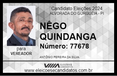 Candidato NÊGO QUINDANGA 2024 - ALVORADA DO GURGUÉIA - Eleições