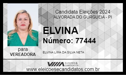 Candidato ELVINA 2024 - ALVORADA DO GURGUÉIA - Eleições