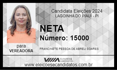 Candidato NETA 2024 - LAGOINHA DO PIAUÍ - Eleições