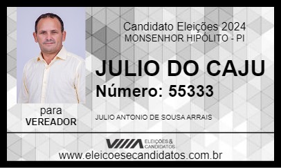 Candidato JULIO DO CAJU 2024 - MONSENHOR HIPÓLITO - Eleições