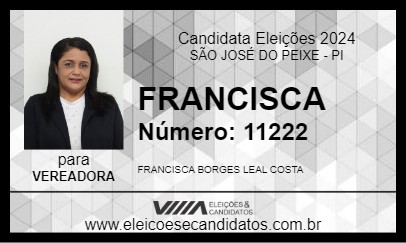 Candidato FRANCISCA 2024 - SÃO JOSÉ DO PEIXE - Eleições