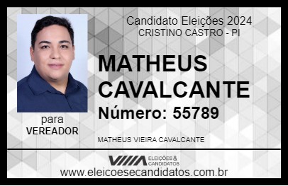 Candidato MATHEUS CAVALCANTE 2024 - CRISTINO CASTRO - Eleições