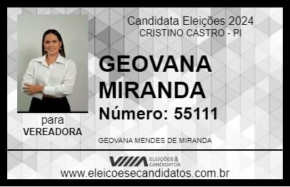 Candidato GEOVANA MIRANDA 2024 - CRISTINO CASTRO - Eleições