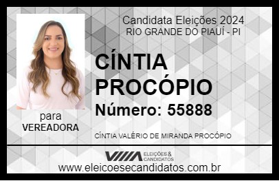 Candidato CÍNTIA PROCÓPIO 2024 - RIO GRANDE DO PIAUÍ - Eleições