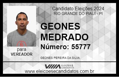 Candidato GEONES MEDRADO 2024 - RIO GRANDE DO PIAUÍ - Eleições