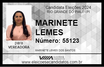 Candidato MARINETE LEMES 2024 - RIO GRANDE DO PIAUÍ - Eleições