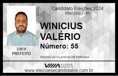 Candidato WINICIUS VALÉRIO 2024 - PAVUSSU - Eleições