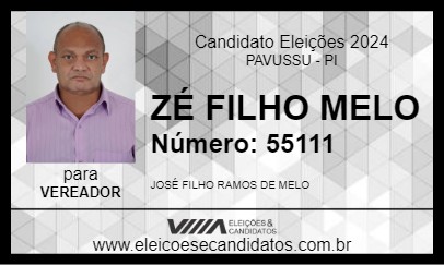 Candidato ZÉ FILHO MELO 2024 - PAVUSSU - Eleições