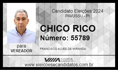 Candidato CHICO RICO 2024 - PAVUSSU - Eleições