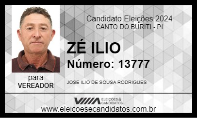 Candidato ZÉ ILIO 2024 - CANTO DO BURITI - Eleições