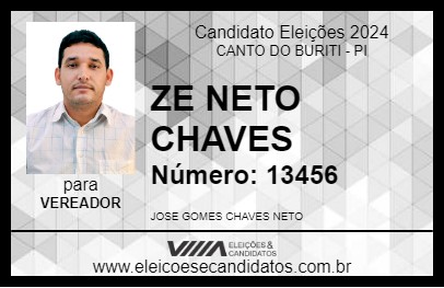 Candidato ZE NETO CHAVES 2024 - CANTO DO BURITI - Eleições