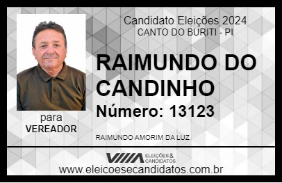 Candidato RAIMUNDO DO CANDINHO 2024 - CANTO DO BURITI - Eleições