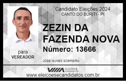 Candidato ZEZIN DA FAZENDA NOVA 2024 - CANTO DO BURITI - Eleições