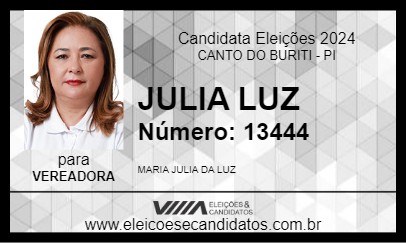 Candidato JULIA LUZ 2024 - CANTO DO BURITI - Eleições