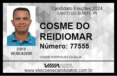 Candidato COSME DO REIDIOMAR 2024 - CANTO DO BURITI - Eleições