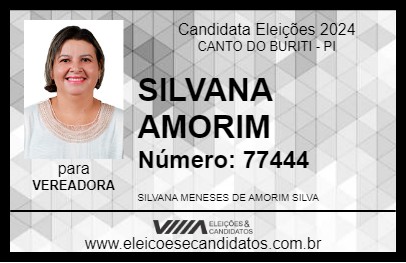 Candidato SILVANA AMORIM 2024 - CANTO DO BURITI - Eleições