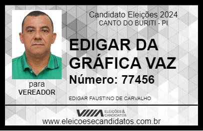 Candidato EDIGAR DA GRÁFICA VAZ 2024 - CANTO DO BURITI - Eleições