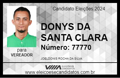 Candidato DONYS DA SANTA CLARA 2024 - CANTO DO BURITI - Eleições