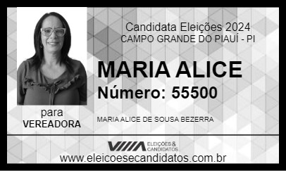 Candidato ENF. MARIA ALICE 2024 - CAMPO GRANDE DO PIAUÍ - Eleições