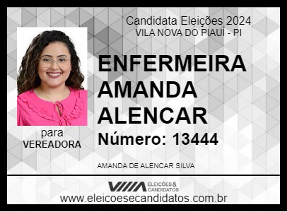 Candidato ENFERMEIRA AMANDA ALENCAR 2024 - VILA NOVA DO PIAUÍ - Eleições