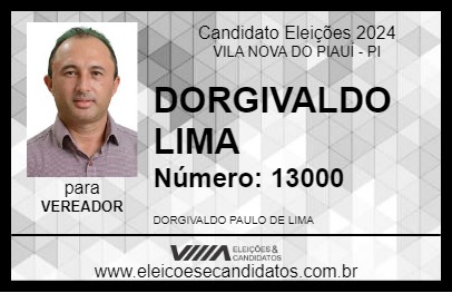 Candidato DORGIVALDO LIMA 2024 - VILA NOVA DO PIAUÍ - Eleições