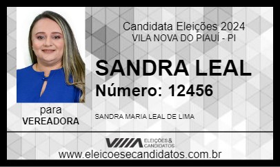 Candidato SANDRA LEAL 2024 - VILA NOVA DO PIAUÍ - Eleições