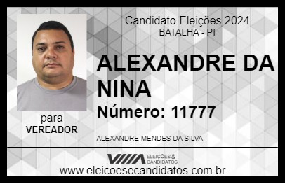 Candidato ALEXANDRE DA NINA 2024 - BATALHA - Eleições