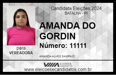 Candidato AMANDA DO GORDIN 2024 - BATALHA - Eleições