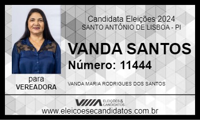 Candidato VANDA SANTOS 2024 - SANTO ANTÔNIO DE LISBOA - Eleições