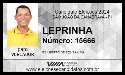 Candidato LEPRINHA 2024 - SÃO JOÃO DA CANABRAVA - Eleições