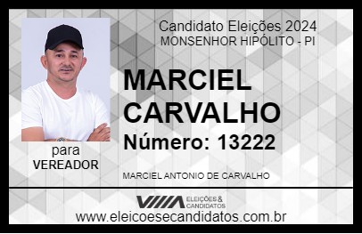 Candidato MARCIEL CARVALHO 2024 - MONSENHOR HIPÓLITO - Eleições