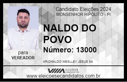 Candidato NALDO DO POVO 2024 - MONSENHOR HIPÓLITO - Eleições