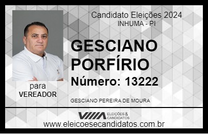 Candidato GESCIANO PORFÍRIO 2024 - INHUMA - Eleições