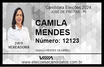 Candidato CAMILA MENDES 2024 - JOSÉ DE FREITAS - Eleições