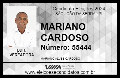 Candidato MARIANO CARDOSO 2024 - SÃO JOÃO DA SERRA - Eleições