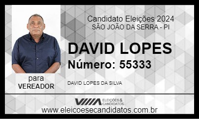 Candidato DAVID LOPES 2024 - SÃO JOÃO DA SERRA - Eleições